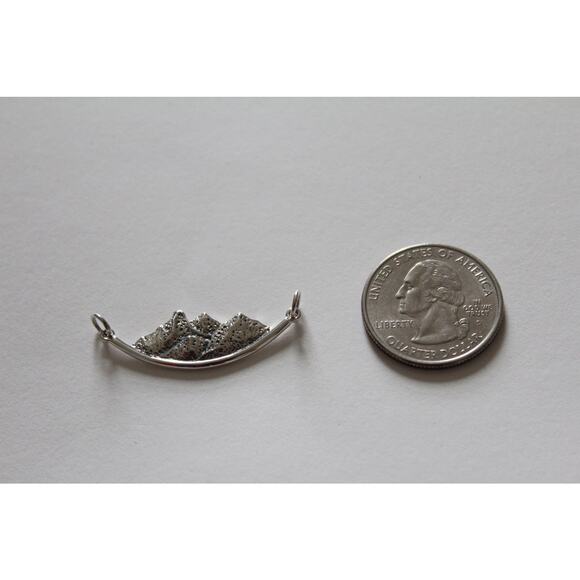 Sterling Silver Mountain Pendant, Mountain Scene Pendant Charm, Mountain Charm - Picture 6 of 6
